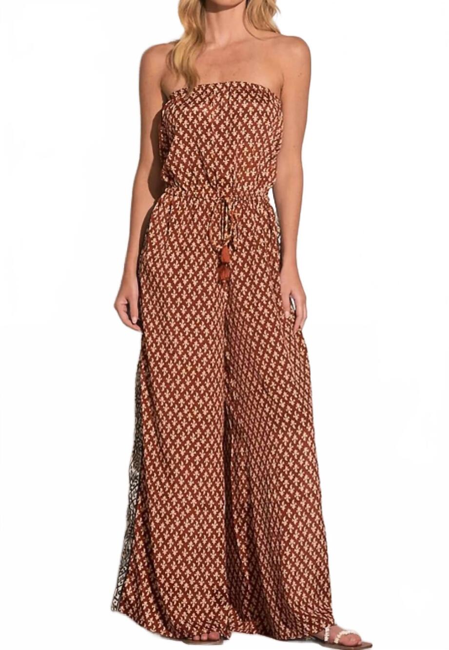 NEW ELAN casablanca strapless jumper in rust
